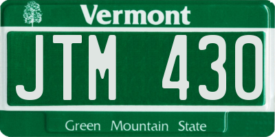 VT license plate JTM430