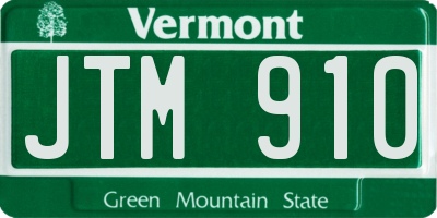 VT license plate JTM910