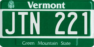 VT license plate JTN221