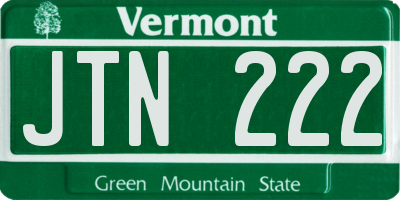 VT license plate JTN222