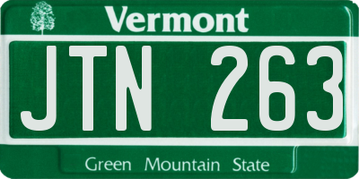 VT license plate JTN263