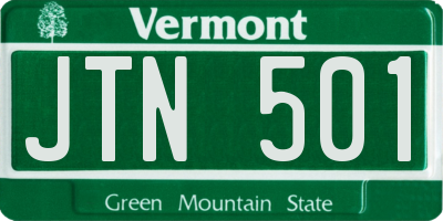 VT license plate JTN501