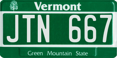 VT license plate JTN667