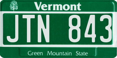 VT license plate JTN843