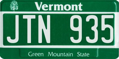 VT license plate JTN935