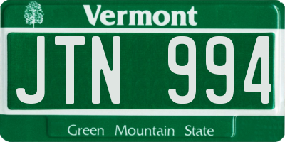 VT license plate JTN994