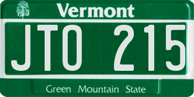 VT license plate JTO215