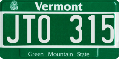 VT license plate JTO315