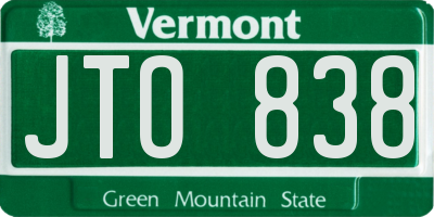 VT license plate JTO838