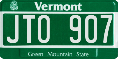 VT license plate JTO907