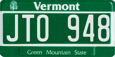 VT license plate JTO948