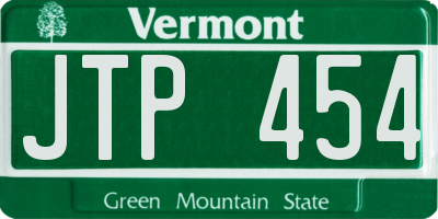 VT license plate JTP454