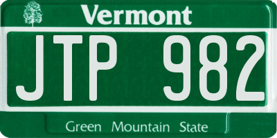 VT license plate JTP982
