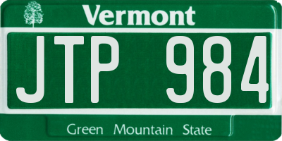 VT license plate JTP984