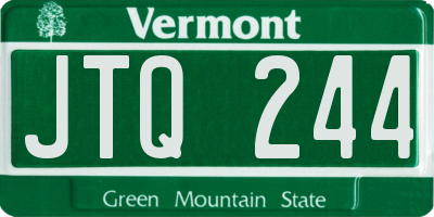 VT license plate JTQ244