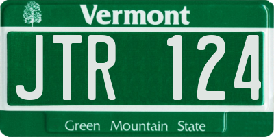 VT license plate JTR124