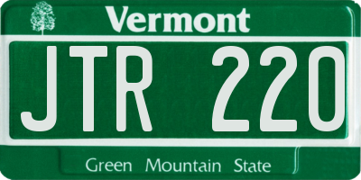 VT license plate JTR220