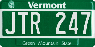 VT license plate JTR247
