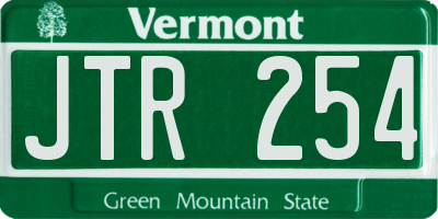 VT license plate JTR254
