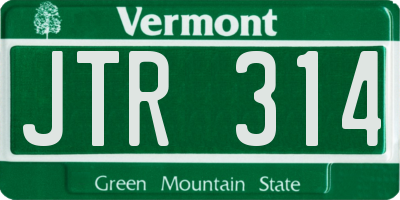 VT license plate JTR314