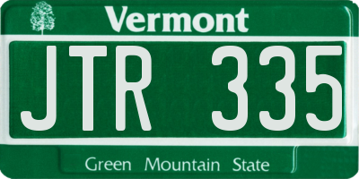 VT license plate JTR335
