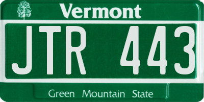 VT license plate JTR443