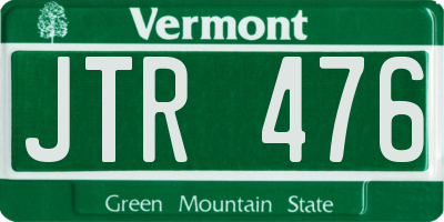 VT license plate JTR476