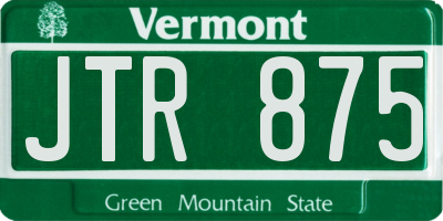 VT license plate JTR875