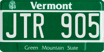 VT license plate JTR905