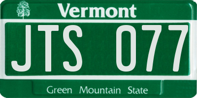 VT license plate JTS077