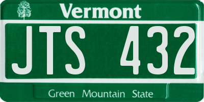 VT license plate JTS432