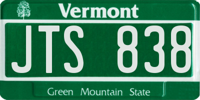 VT license plate JTS838