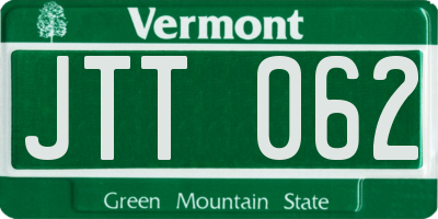 VT license plate JTT062
