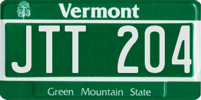 VT license plate JTT204