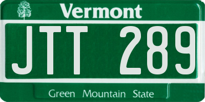 VT license plate JTT289