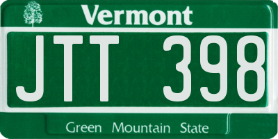 VT license plate JTT398