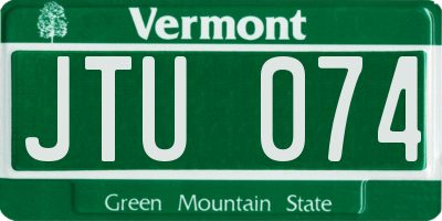 VT license plate JTU074