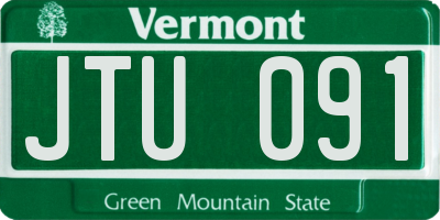 VT license plate JTU091