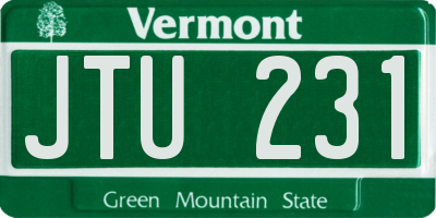 VT license plate JTU231