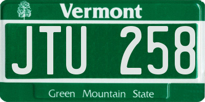 VT license plate JTU258