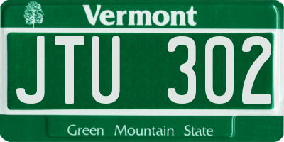 VT license plate JTU302