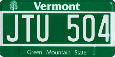 VT license plate JTU504