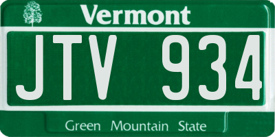 VT license plate JTV934