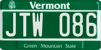 VT license plate JTW086