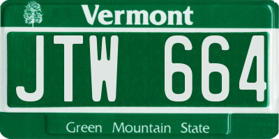 VT license plate JTW664