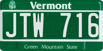 VT license plate JTW716