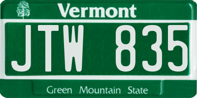 VT license plate JTW835