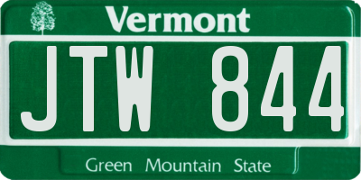 VT license plate JTW844