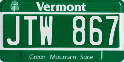 VT license plate JTW867