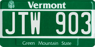 VT license plate JTW903
